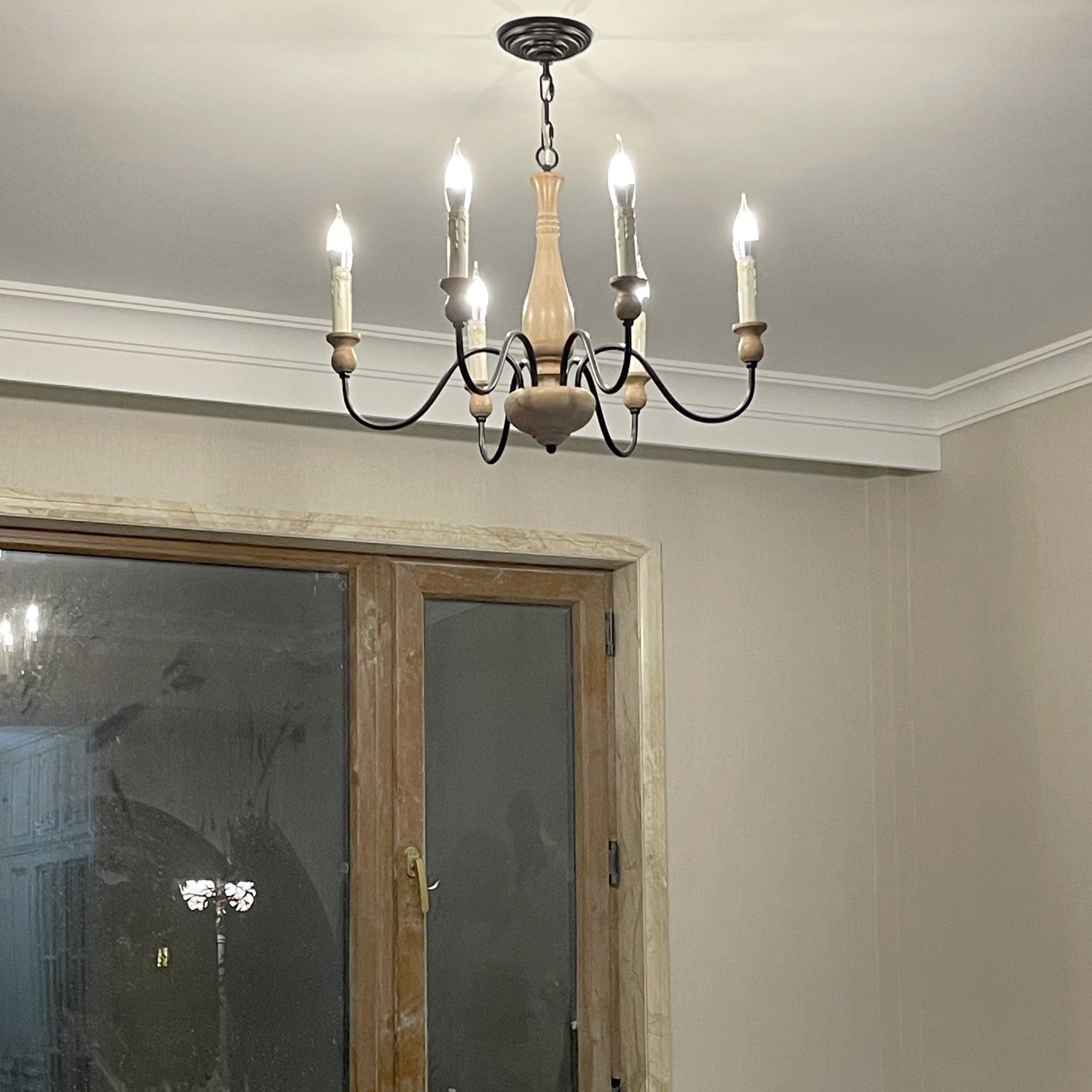 Afralia Modern Industrial Wooden Chandelier - Lamp Copper