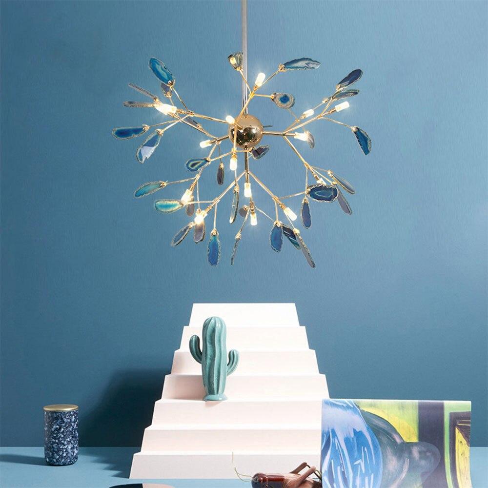 Lustra Chandelier Feuille Colorée Bras Dorés - Neutralighting