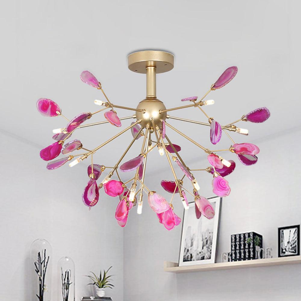 Lustra Chandelier Feuille Colorée Bras Dorés - Neutralighting