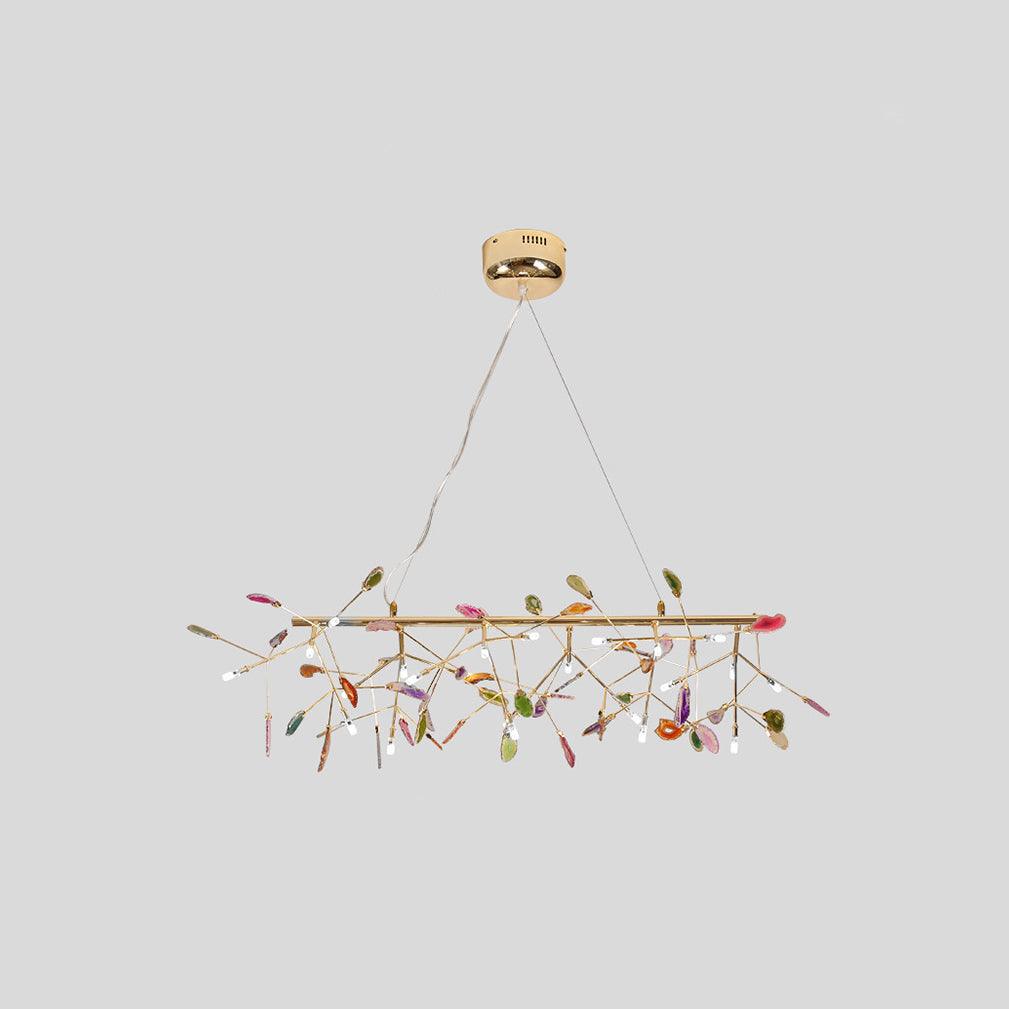 Lustra Chandelier Feuille Colorée Bras Dorés - Neutralighting