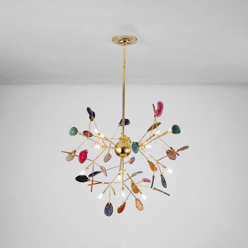 Lustra Chandelier Feuille Colorée Bras Dorés - Neutralighting