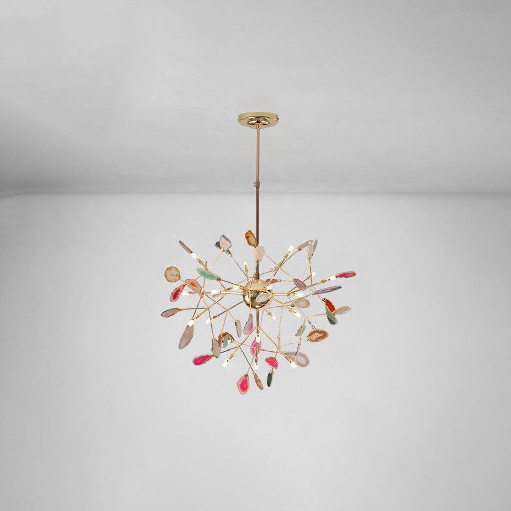 Lustra Chandelier Feuille Colorée Bras Dorés - Neutralighting