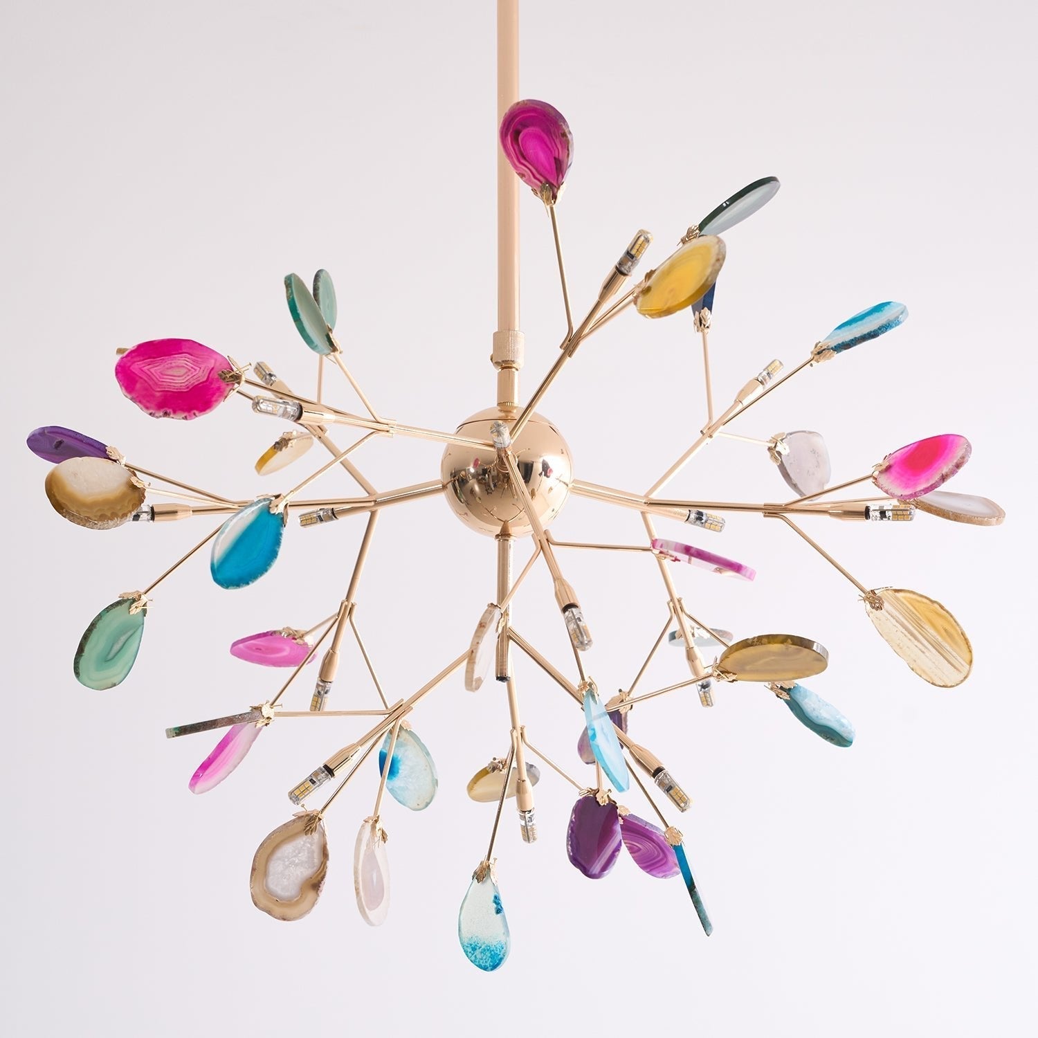 Lustra Chandelier Feuille Colorée Bras Dorés - Neutralighting