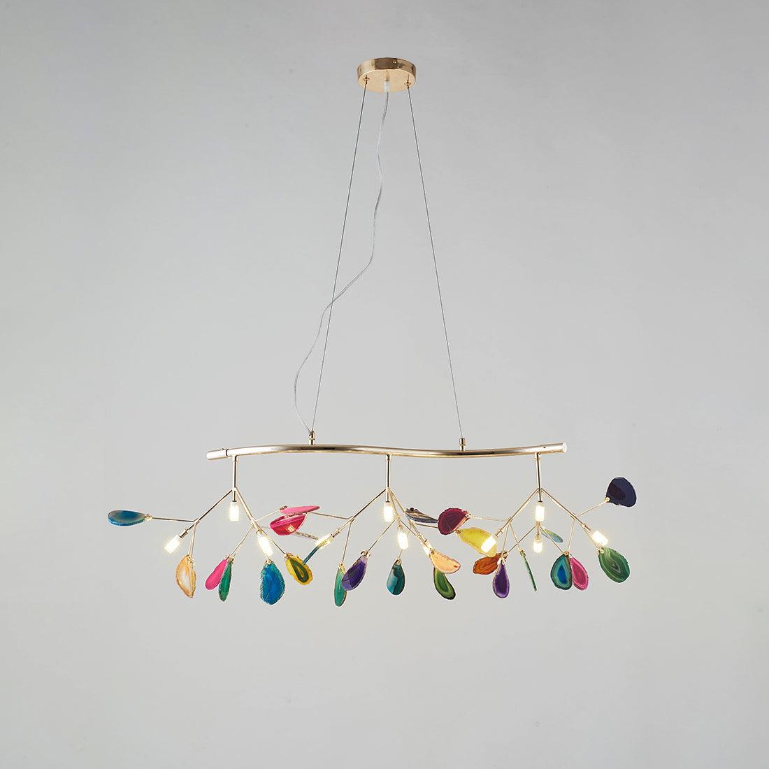 Lustra Chandelier Feuille Colorée Bras Dorés - Neutralighting