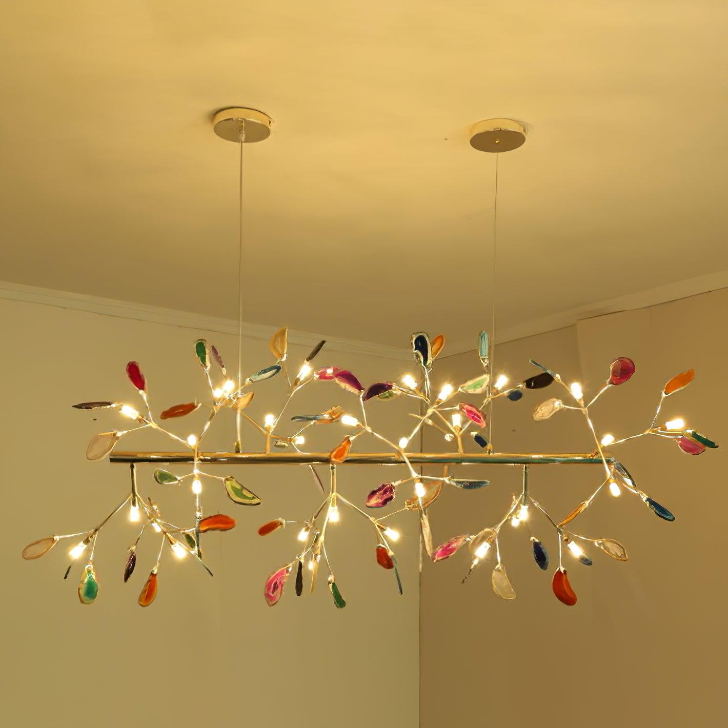 Lustra Chandelier Feuille Colorée Bras Dorés - Neutralighting