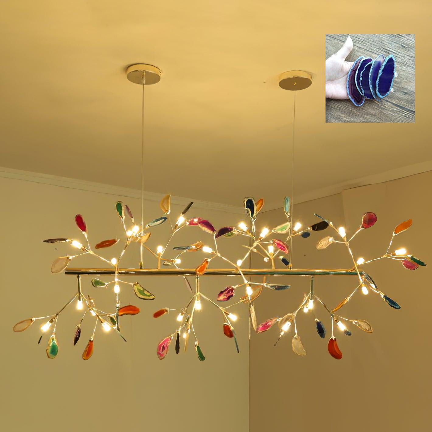 Lustra Chandelier Feuille Colorée Bras Dorés - Neutralighting