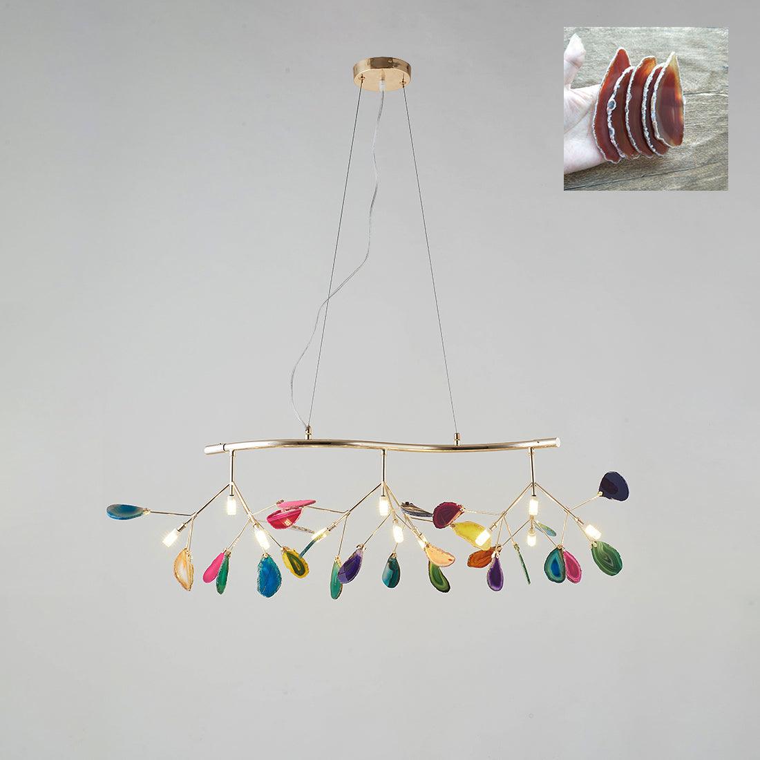 Lustra Chandelier Feuille Colorée Bras Dorés - Neutralighting