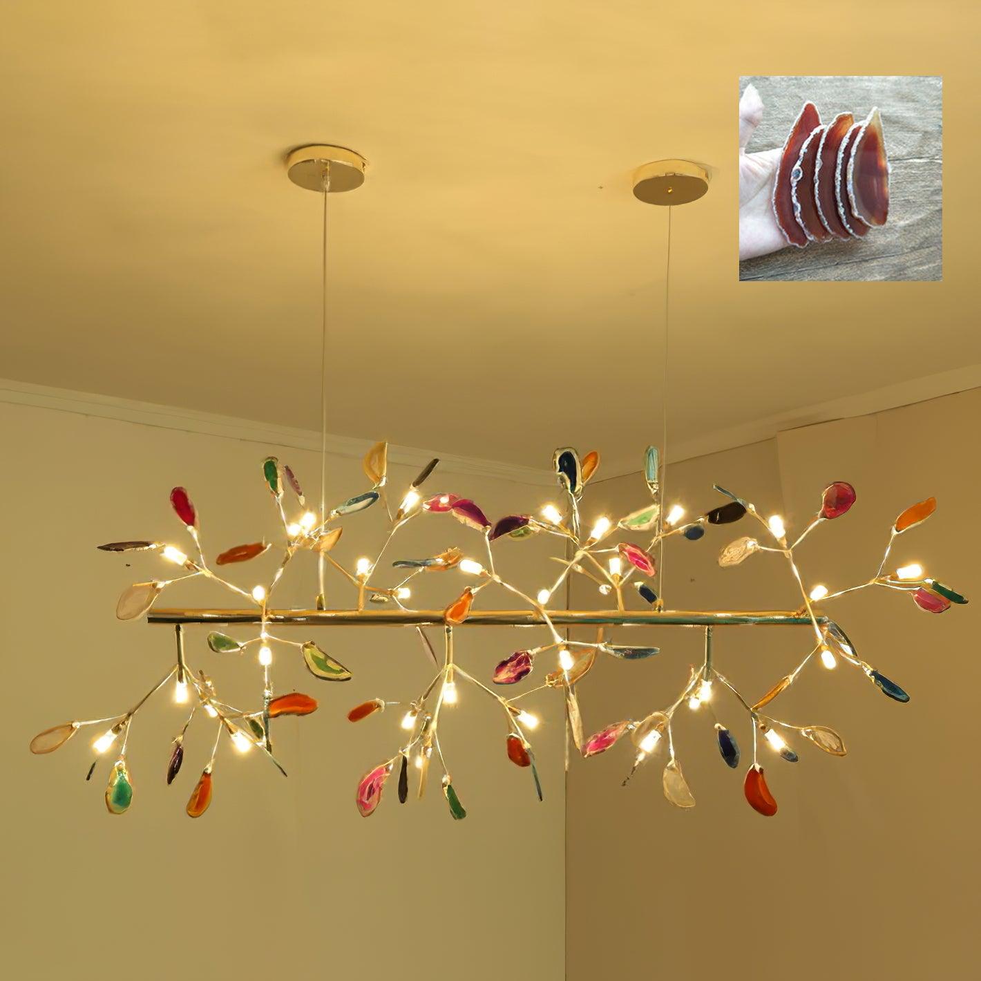 Lustra Chandelier Feuille Colorée Bras Dorés - Neutralighting