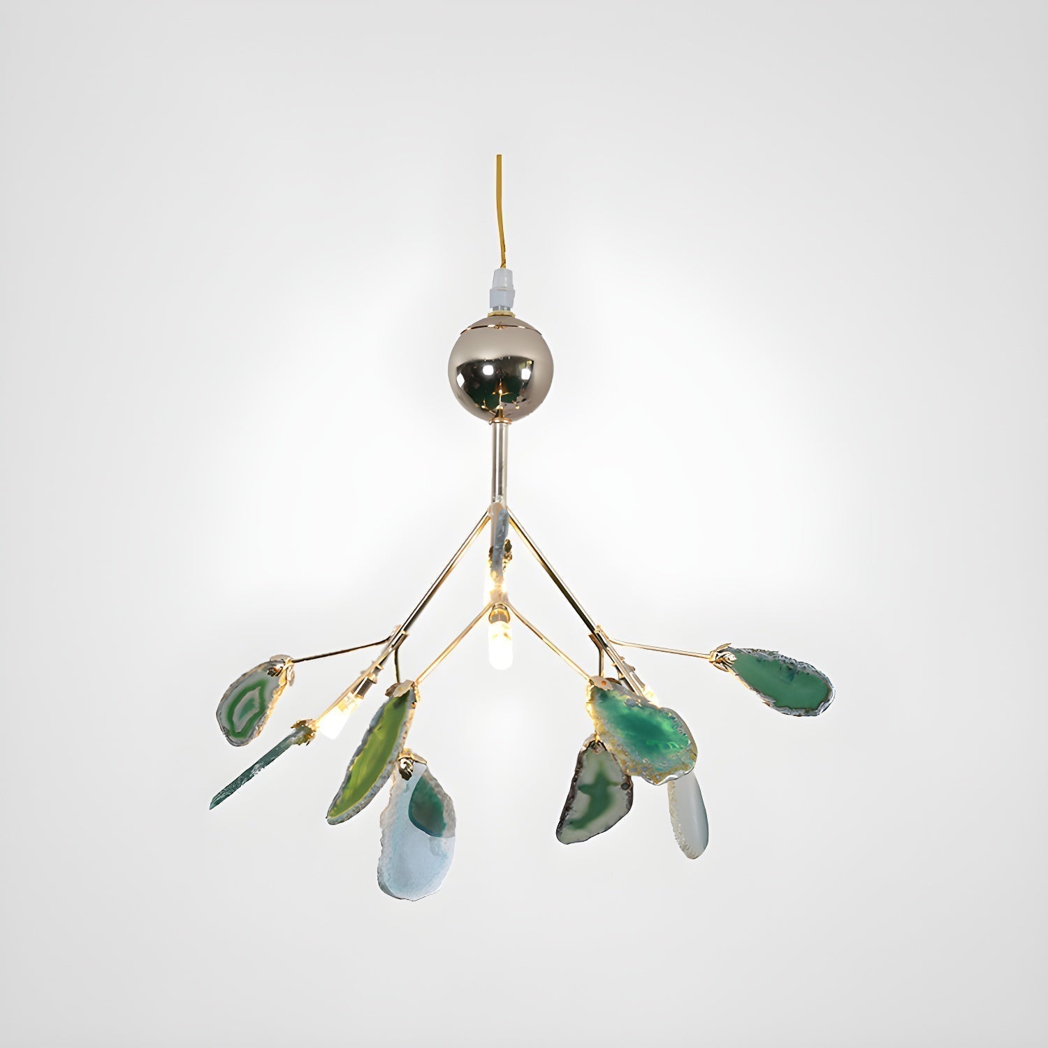 Lustra Chandelier Feuille Colorée Bras Dorés - Neutralighting