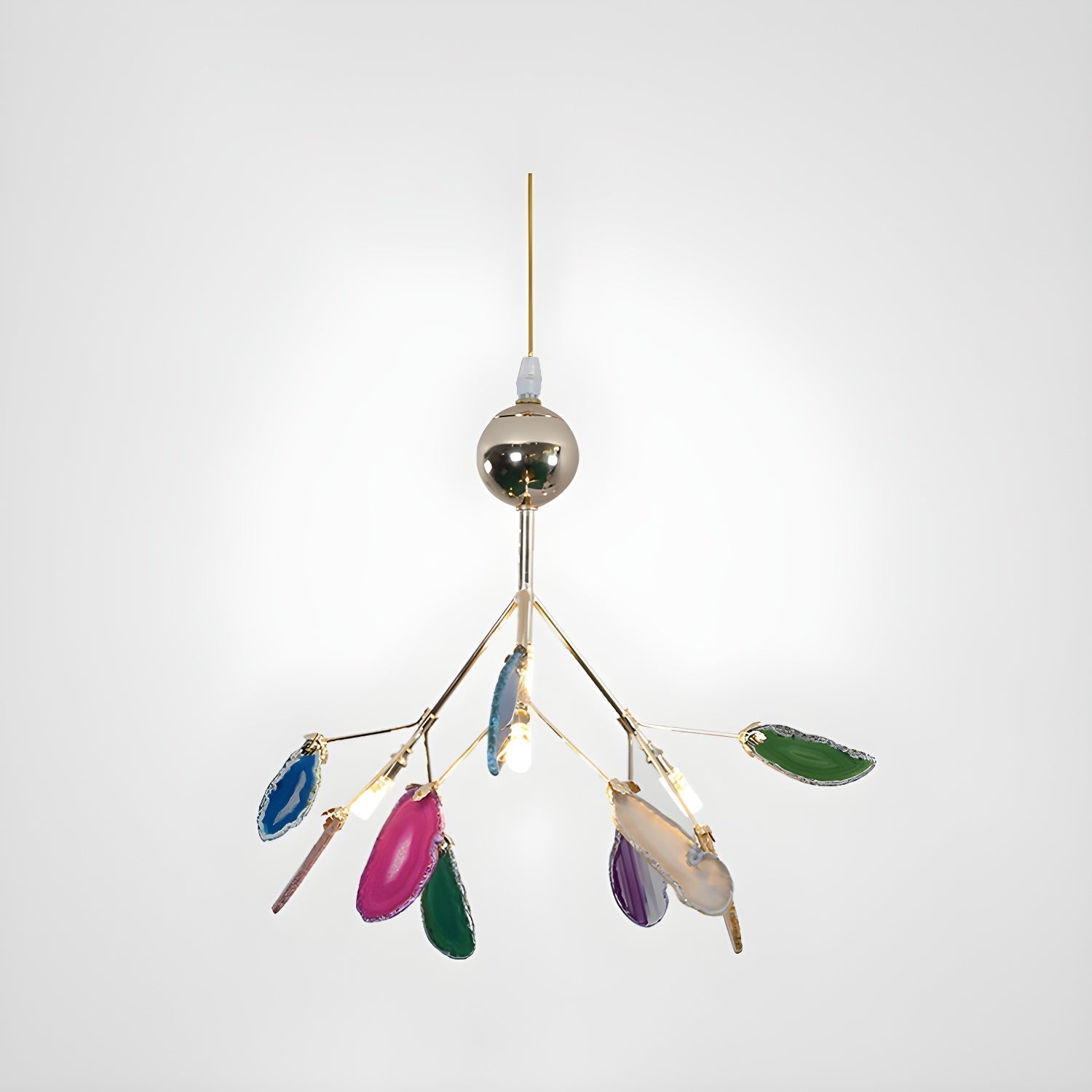 Lustra Chandelier Feuille Colorée Bras Dorés - Neutralighting