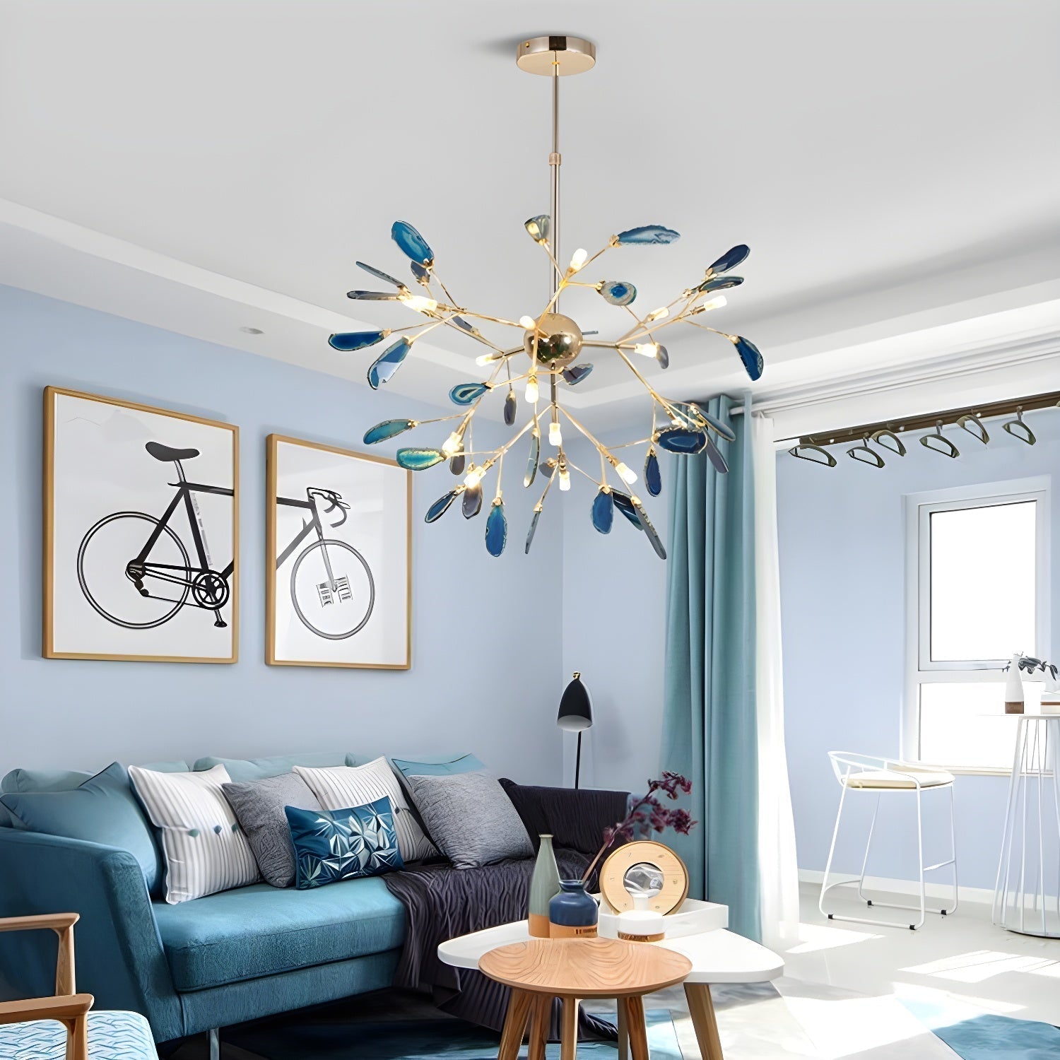 Lustra Chandelier Feuille Colorée Bras Dorés - Neutralighting