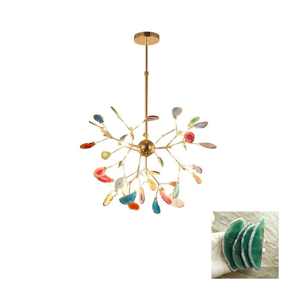 Lustra Chandelier Feuille Colorée Bras Dorés - Neutralighting