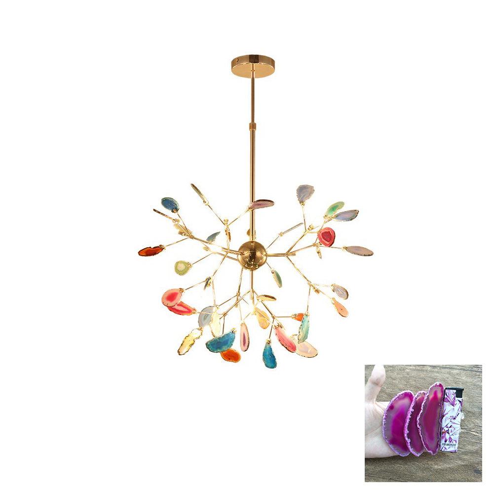 Lustra Chandelier Feuille Colorée Bras Dorés - Neutralighting