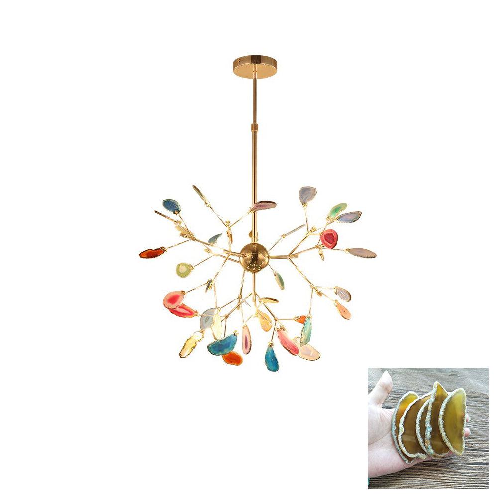 Lustra Chandelier Feuille Colorée Bras Dorés - Neutralighting