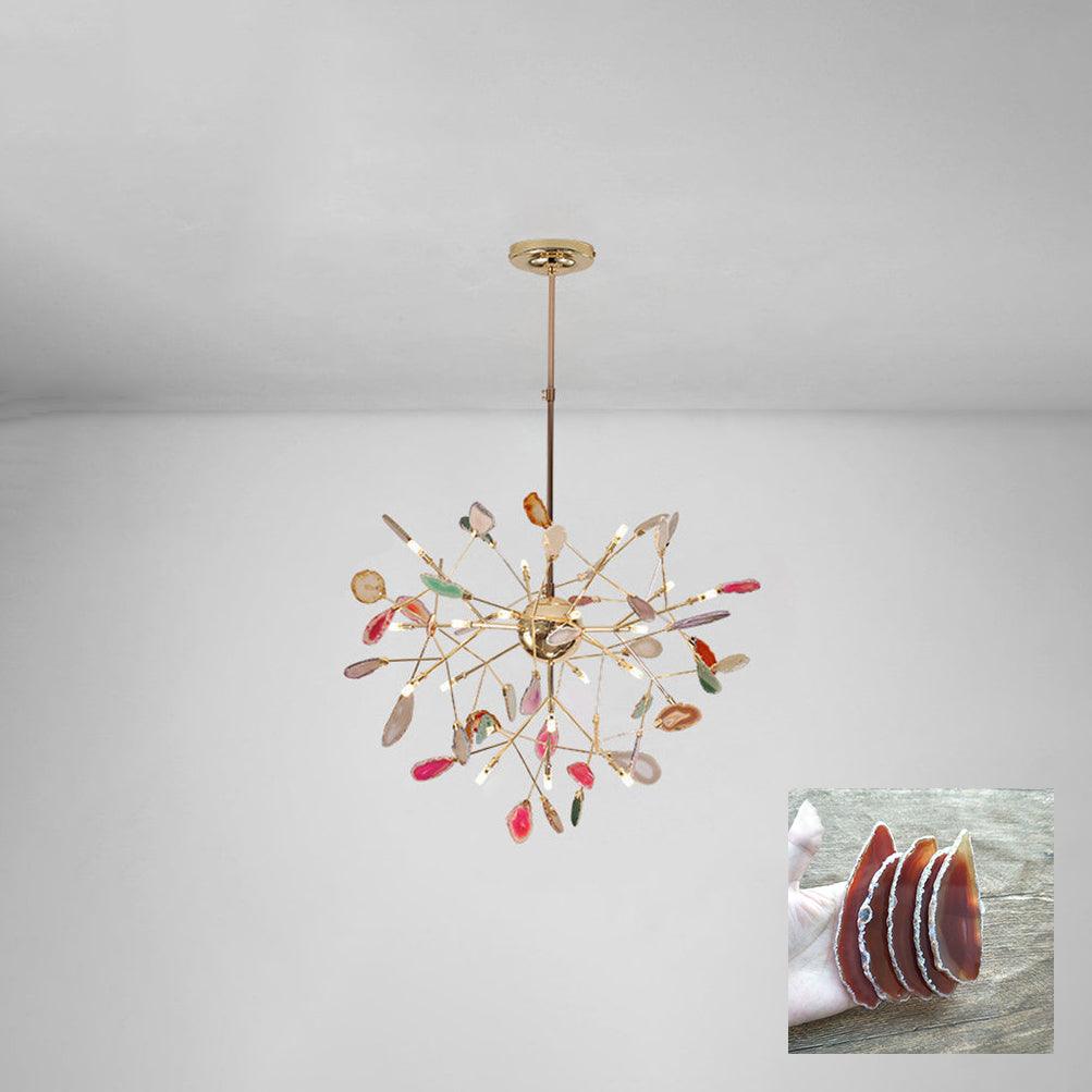Lustra Chandelier Feuille Colorée Bras Dorés - Neutralighting