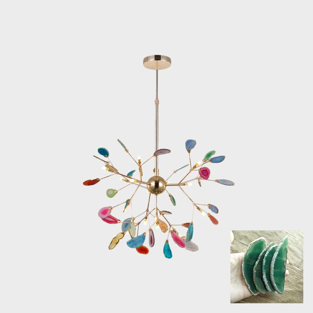 Lustra Chandelier Feuille Colorée Bras Dorés - Neutralighting