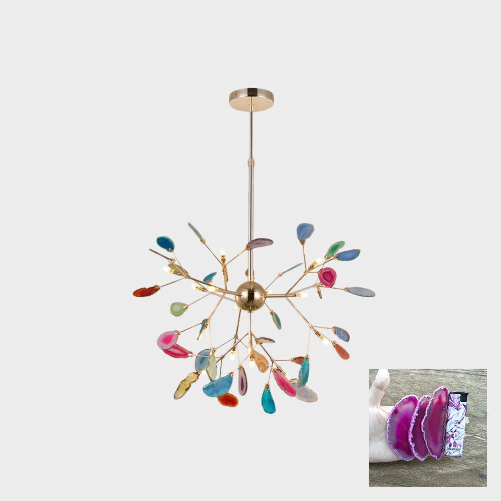 Lustra Chandelier Feuille Colorée Bras Dorés - Neutralighting