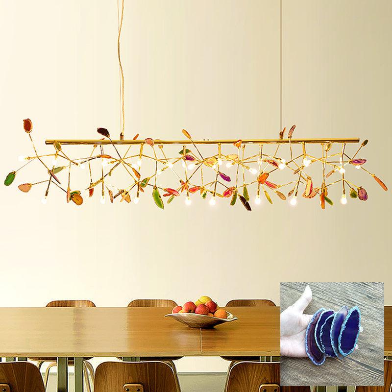 Lustra Chandelier Feuille Colorée Bras Dorés - Neutralighting