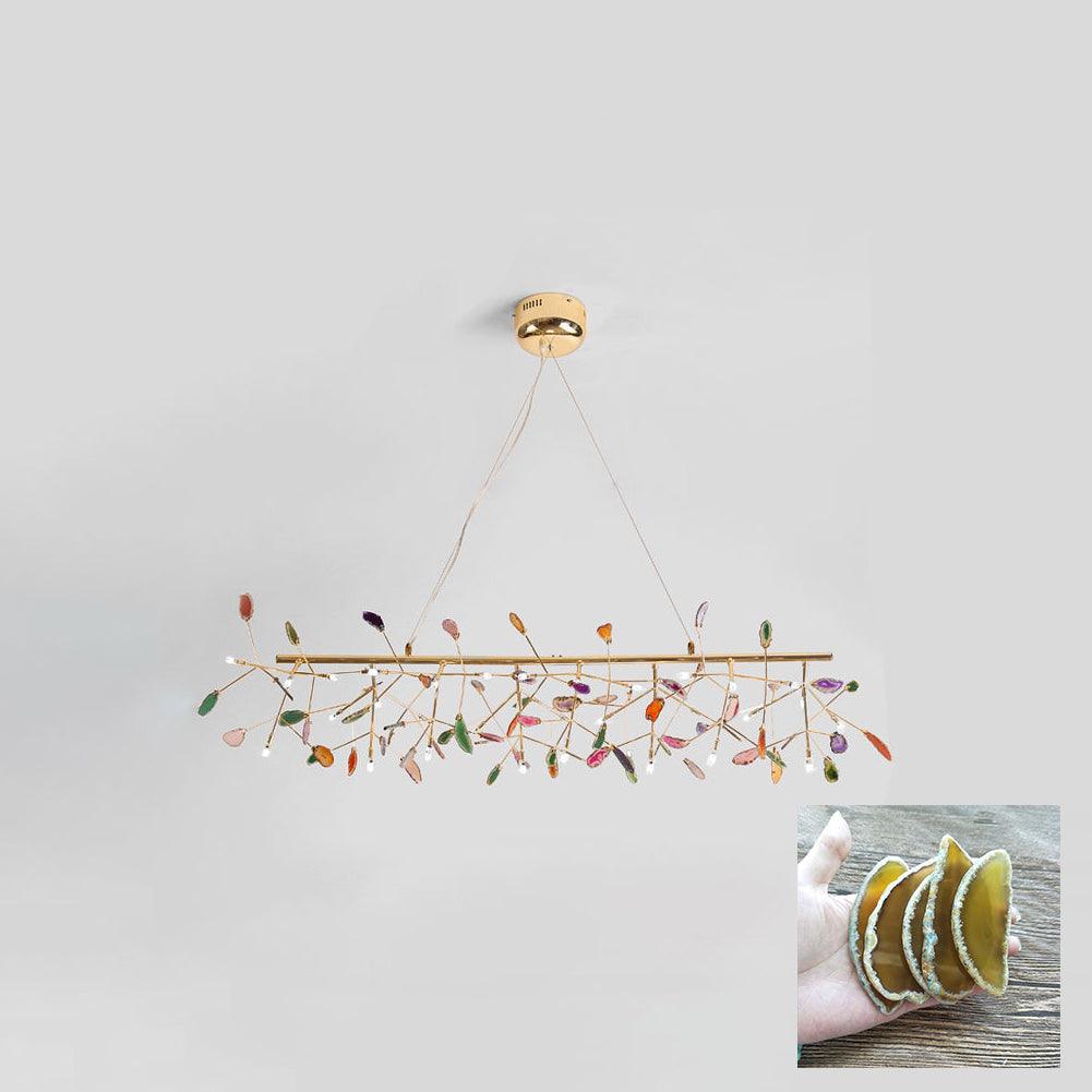 Lustra Chandelier Feuille Colorée Bras Dorés - Neutralighting