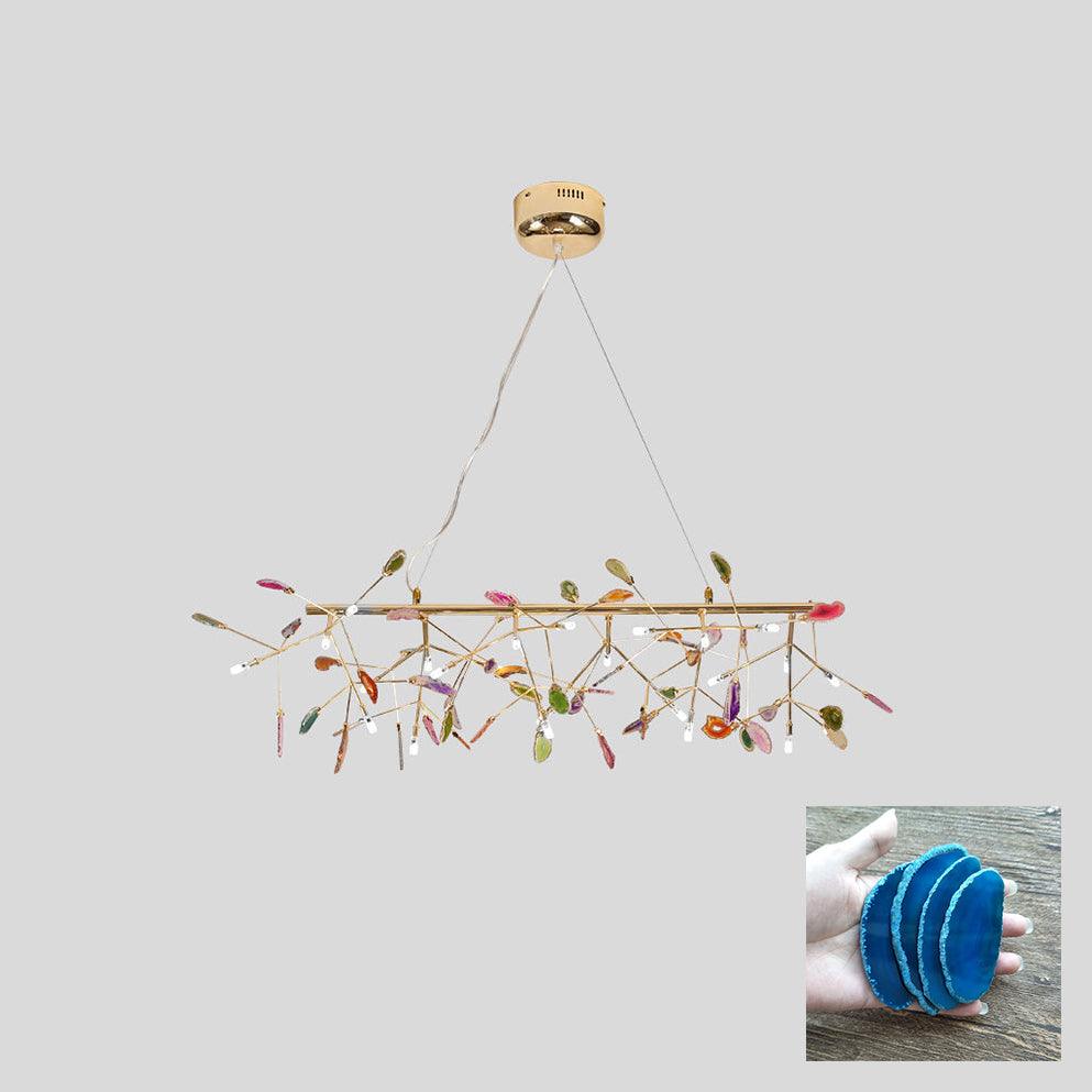 Lustra Chandelier Feuille Colorée Bras Dorés - Neutralighting