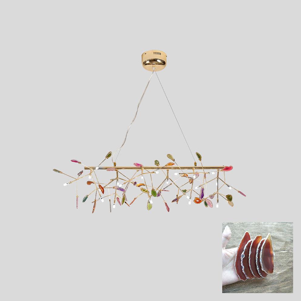 Lustra Chandelier Feuille Colorée Bras Dorés - Neutralighting