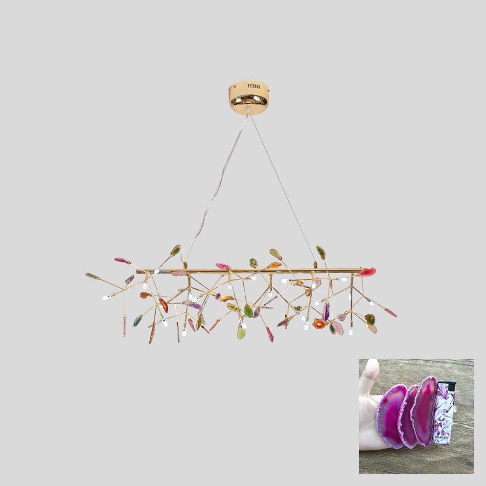 Lustra Chandelier Feuille Colorée Bras Dorés - Neutralighting