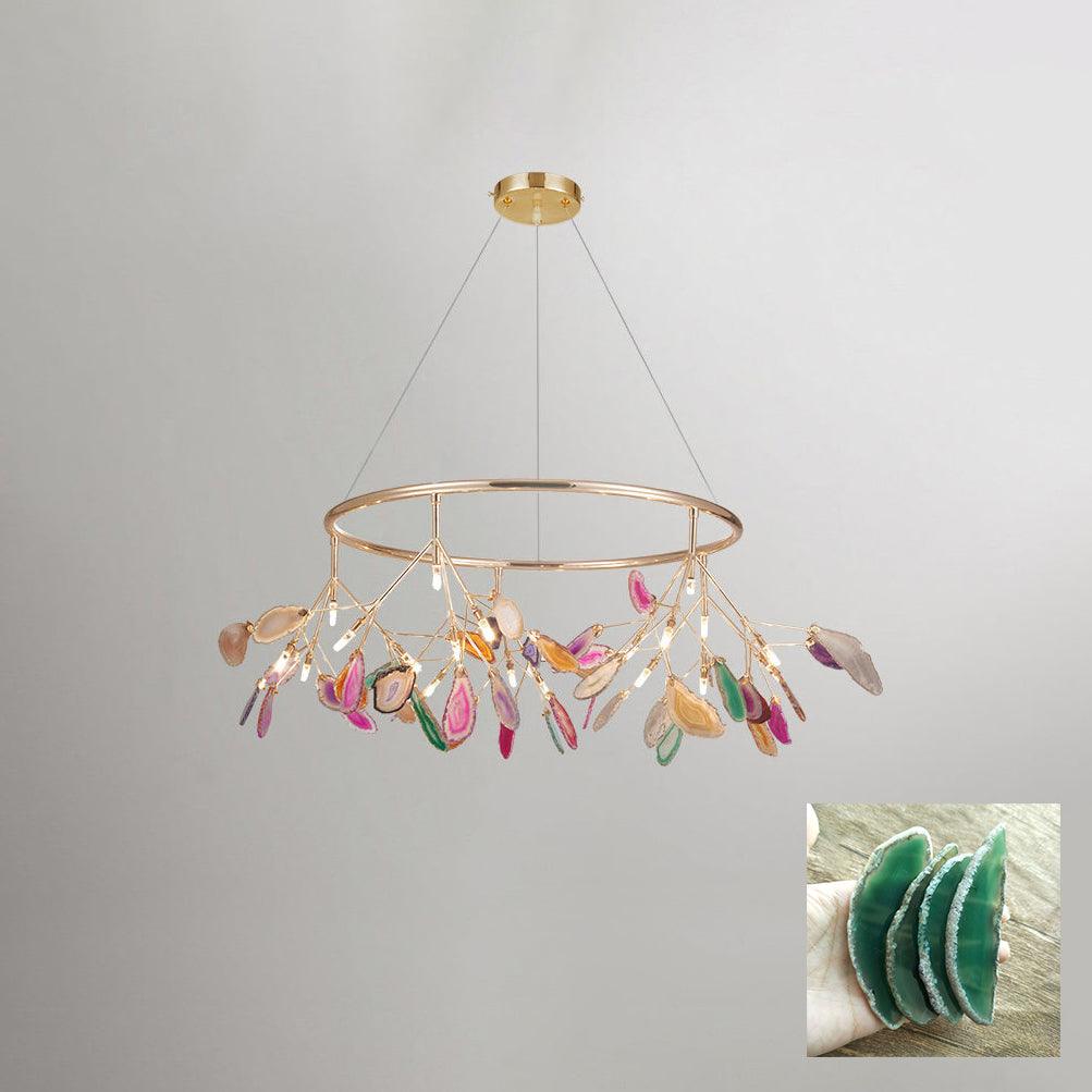 Lustra Chandelier Feuille Colorée Bras Dorés - Neutralighting