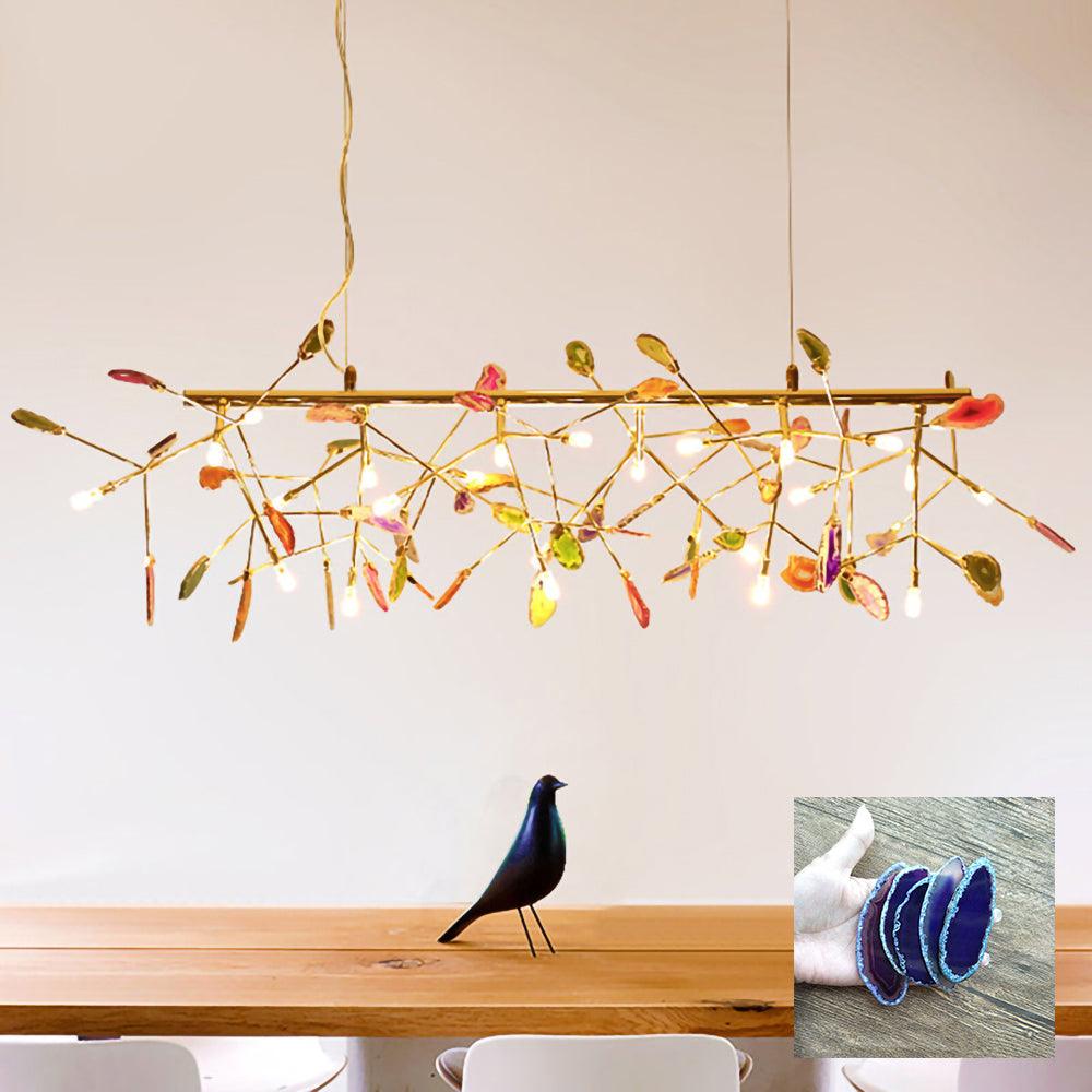 Lustra Chandelier Feuille Colorée Bras Dorés - Neutralighting