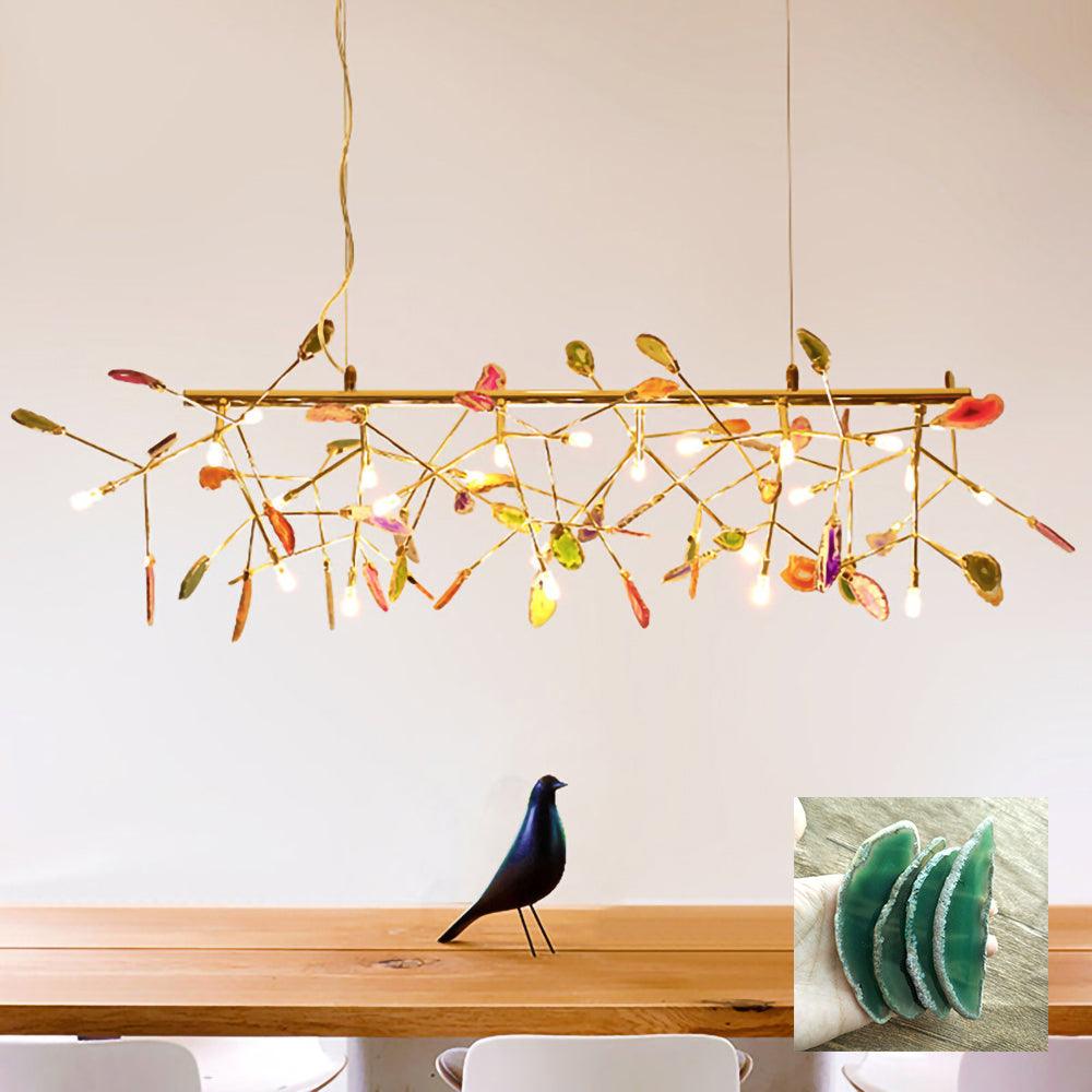Lustra Chandelier Feuille Colorée Bras Dorés - Neutralighting