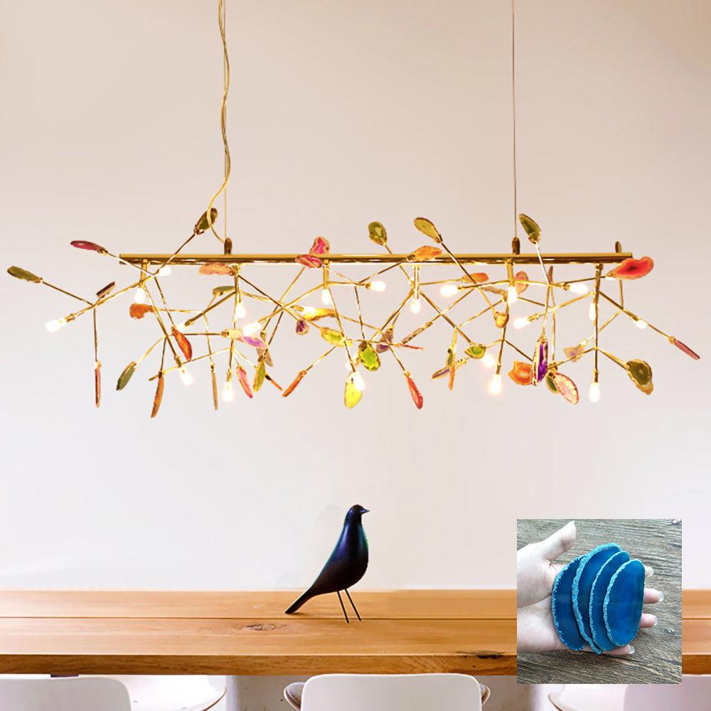 Lustra Chandelier Feuille Colorée Bras Dorés - Neutralighting