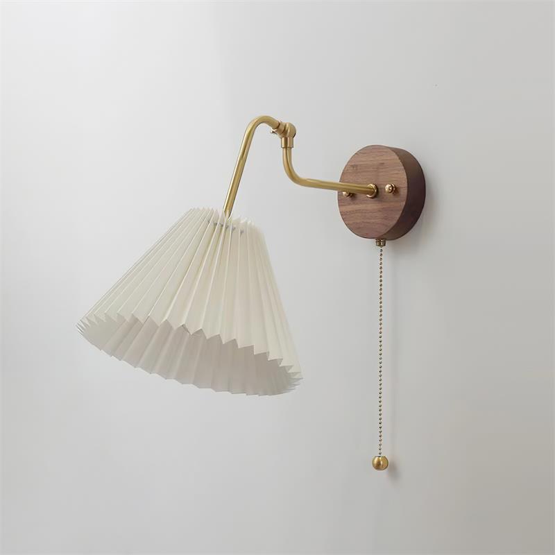 Echo Applique Murale Vintage Laiton Noyer Tissu - Neutralighting