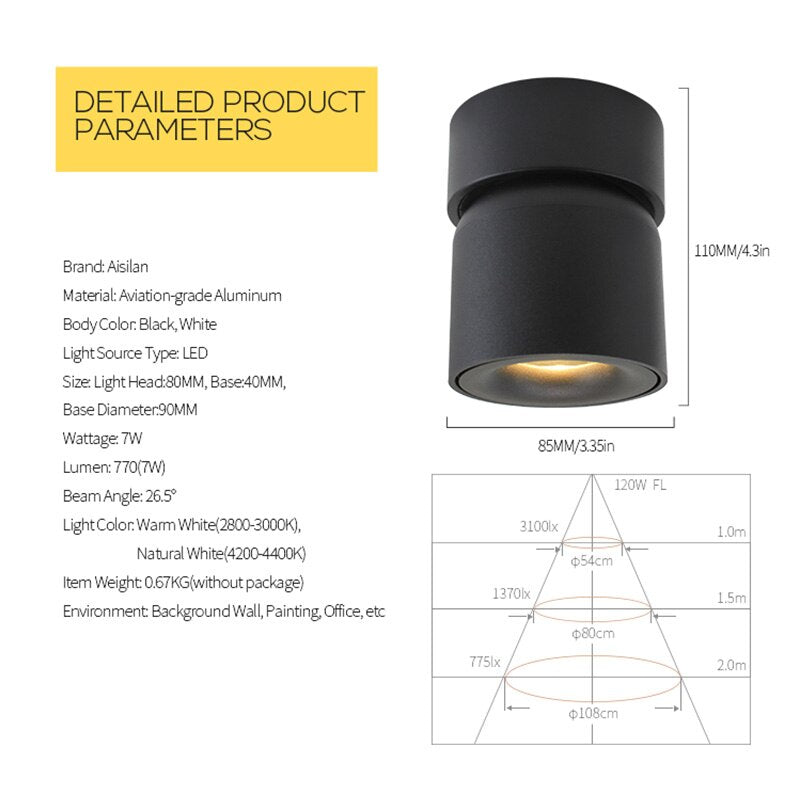 Arisha Plafonnier Spot LED Encastré Modern, Métal, Noir/Blanc, Salon/Salle à Manger - Neutralighting