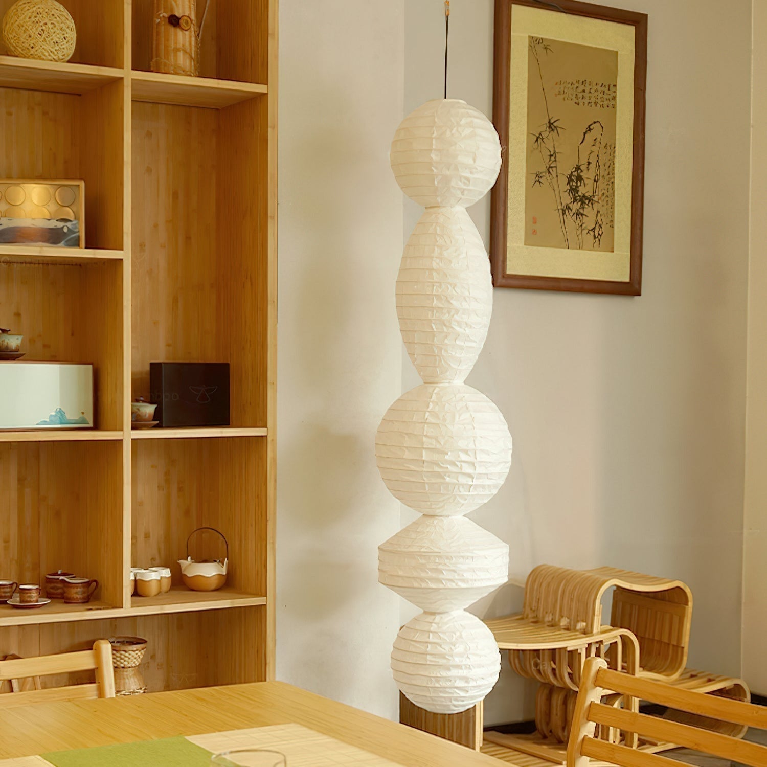 Nami Suspension lanterne en papier style wabi-sabi