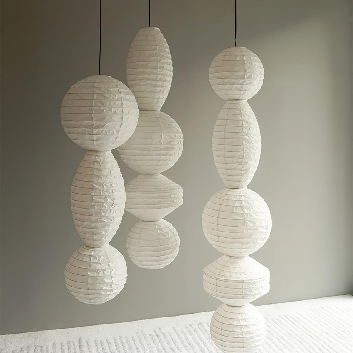 Nami Suspension lanterne en papier style wabi-sabi