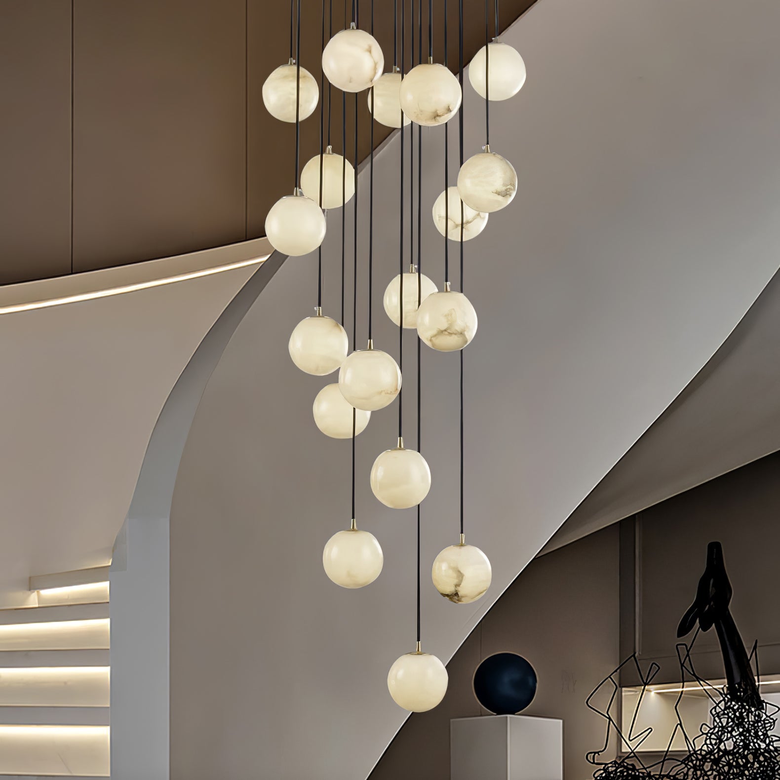 Gloruvye Balls Modern Cluster Metal Chandelier - Lamp Copper