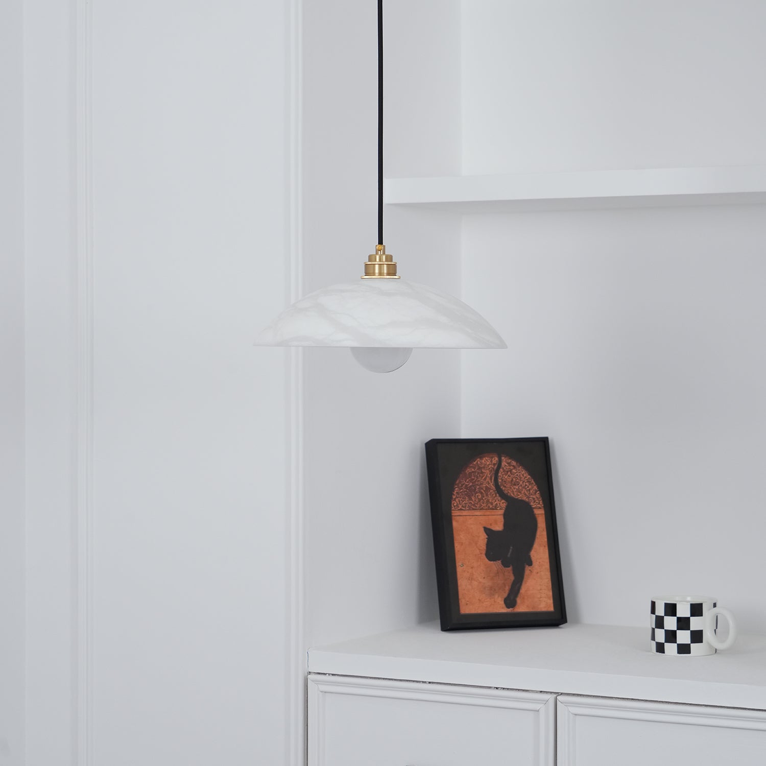 Delin Suspension Dôme en Albâtre & Laiton