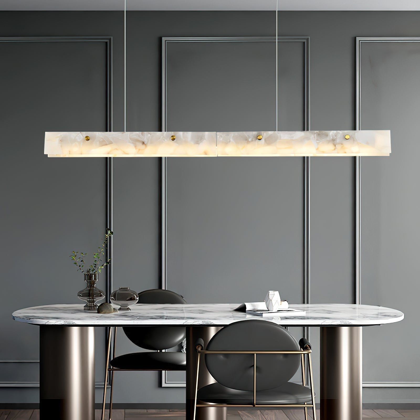 Ljomuvye LED Modern Linear Metal Pendant Light - Lamp Copper