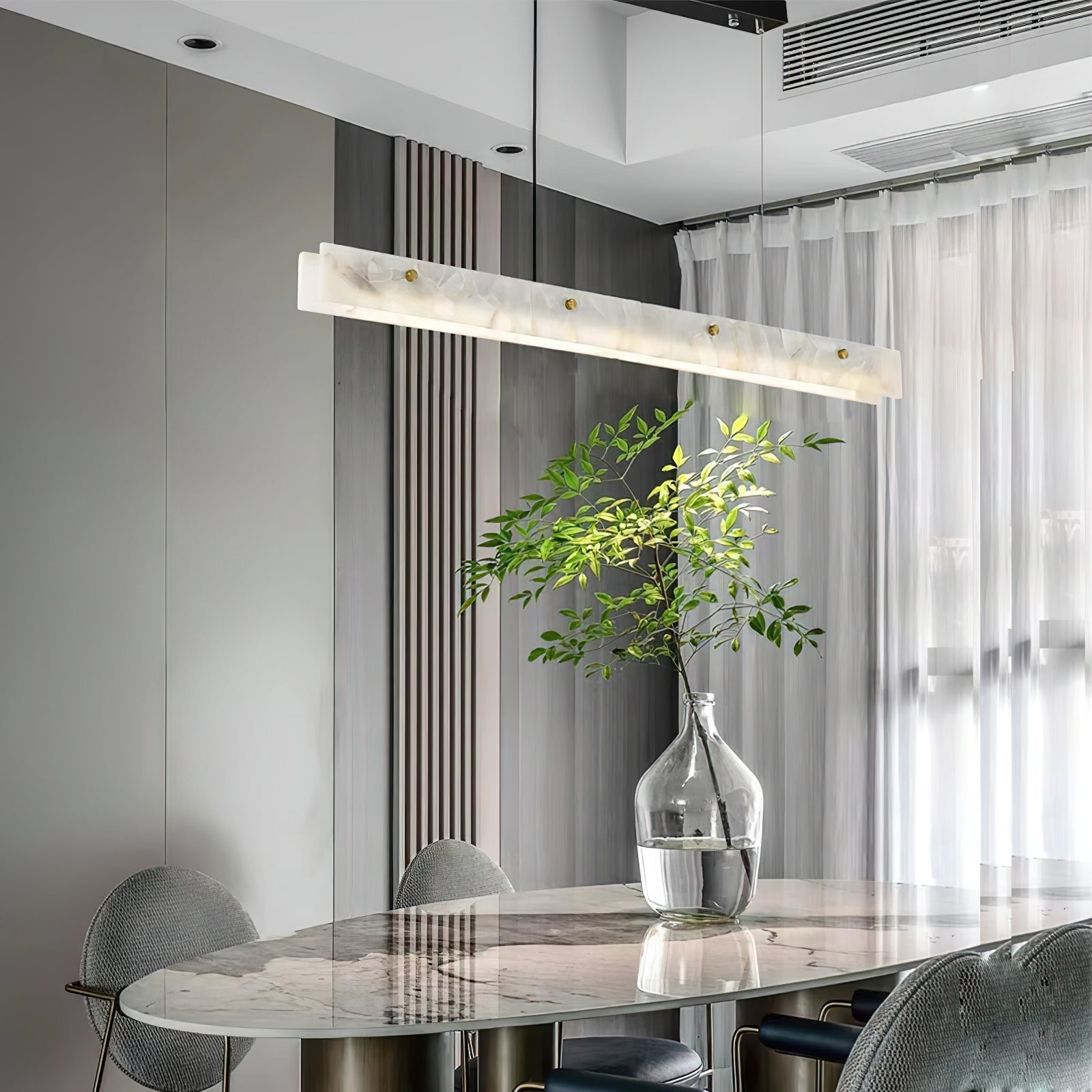 Ljomuvye LED Modern Linear Metal Pendant Light - Lamp Copper