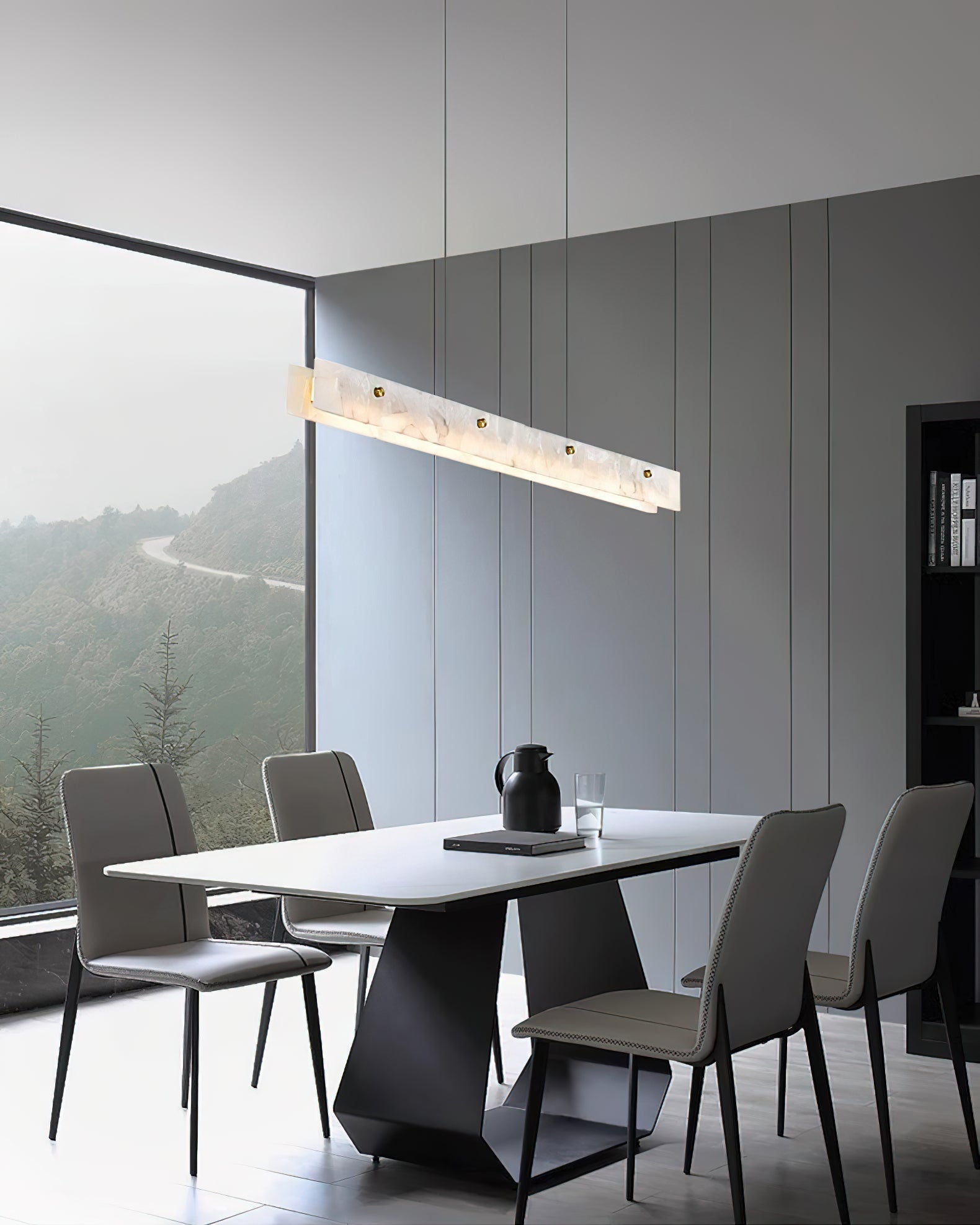 Ljomuvye LED Modern Linear Metal Pendant Light - Lamp Copper