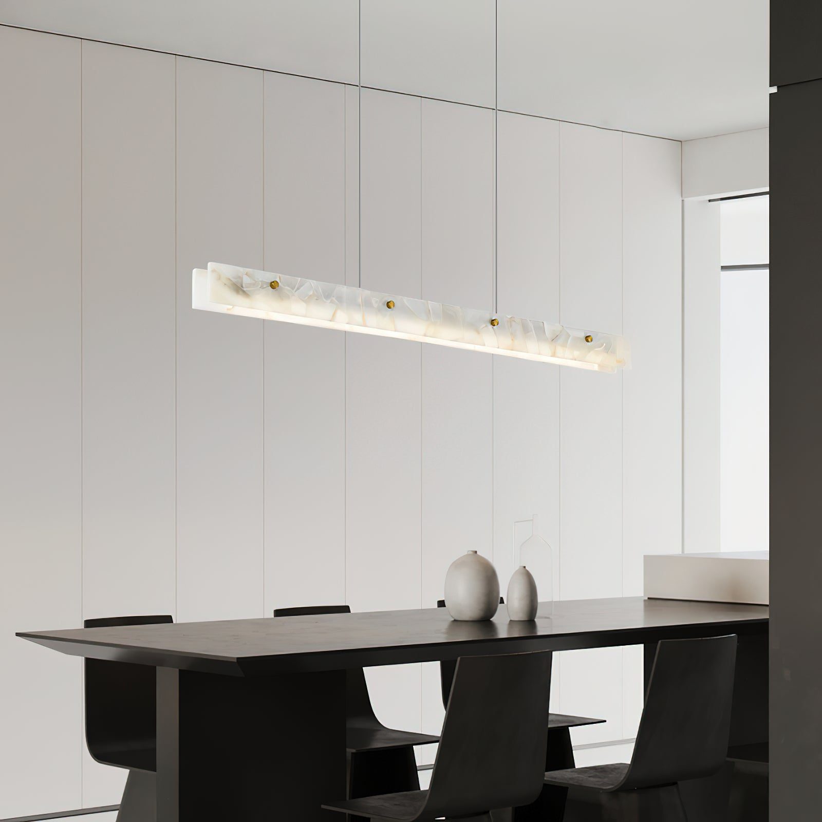 Ljomuvye LED Modern Linear Metal Pendant Light - Lamp Copper