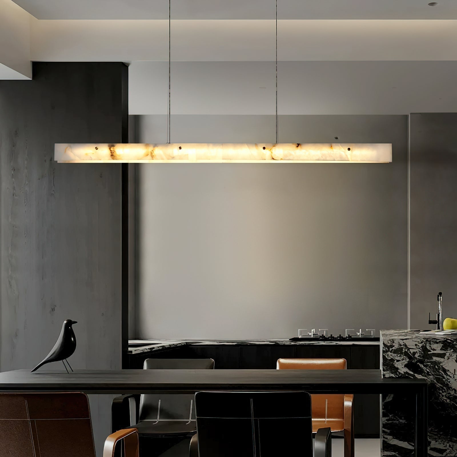 Ljomuvye LED Modern Linear Metal Pendant Light - Lamp Copper