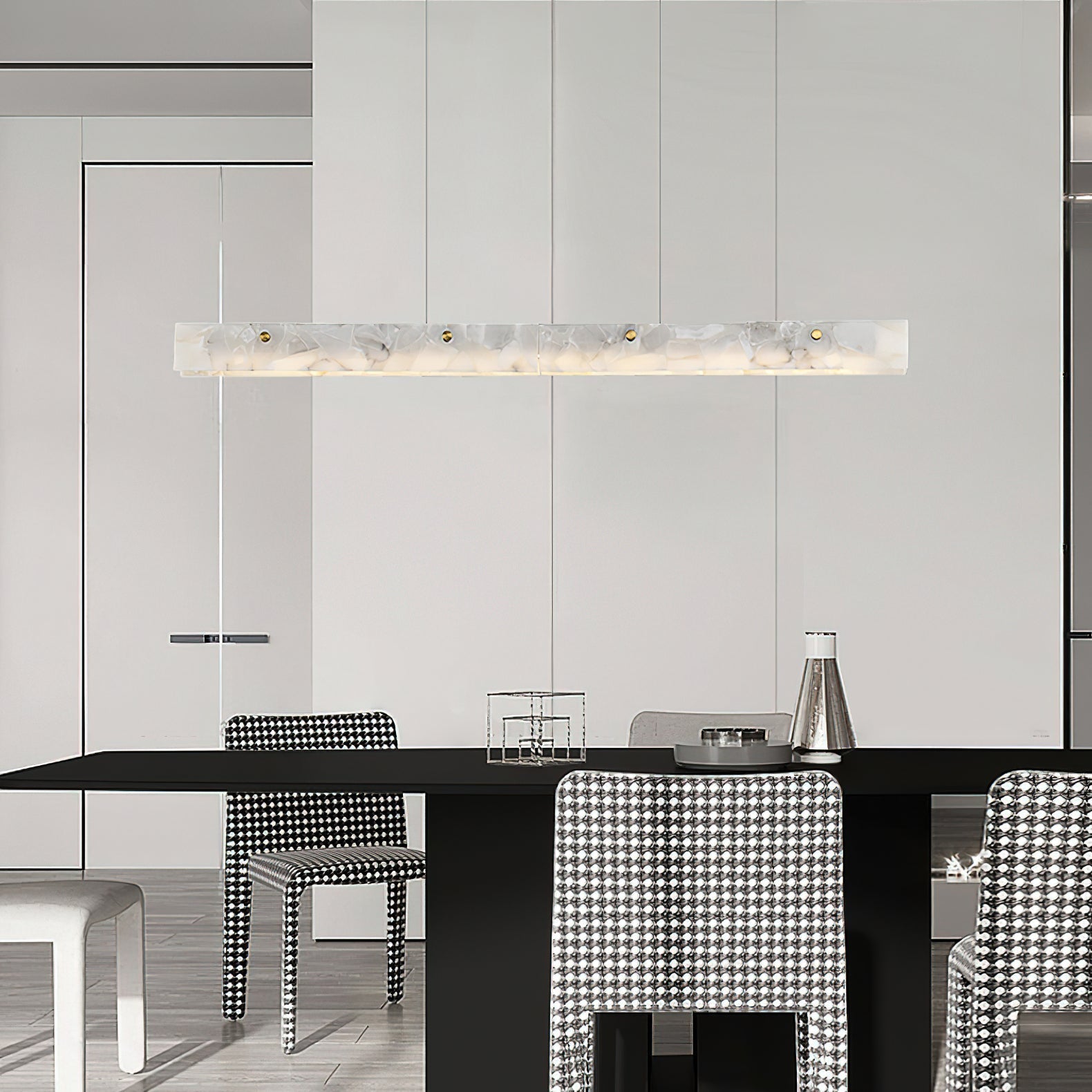 Ljomuvye LED Modern Linear Metal Pendant Light - Lamp Copper