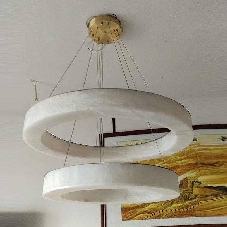 Plotuvyn Postmodern Luxury Ring Alabaster Chandelier - Lamp Copper