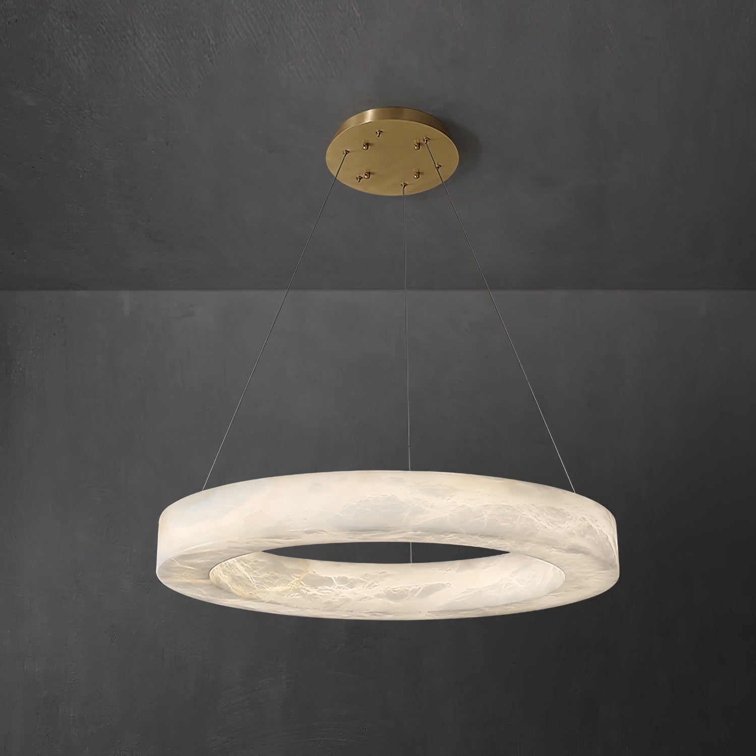 Plotuvyn Postmodern Luxury Ring Alabaster Chandelier - Lamp Copper