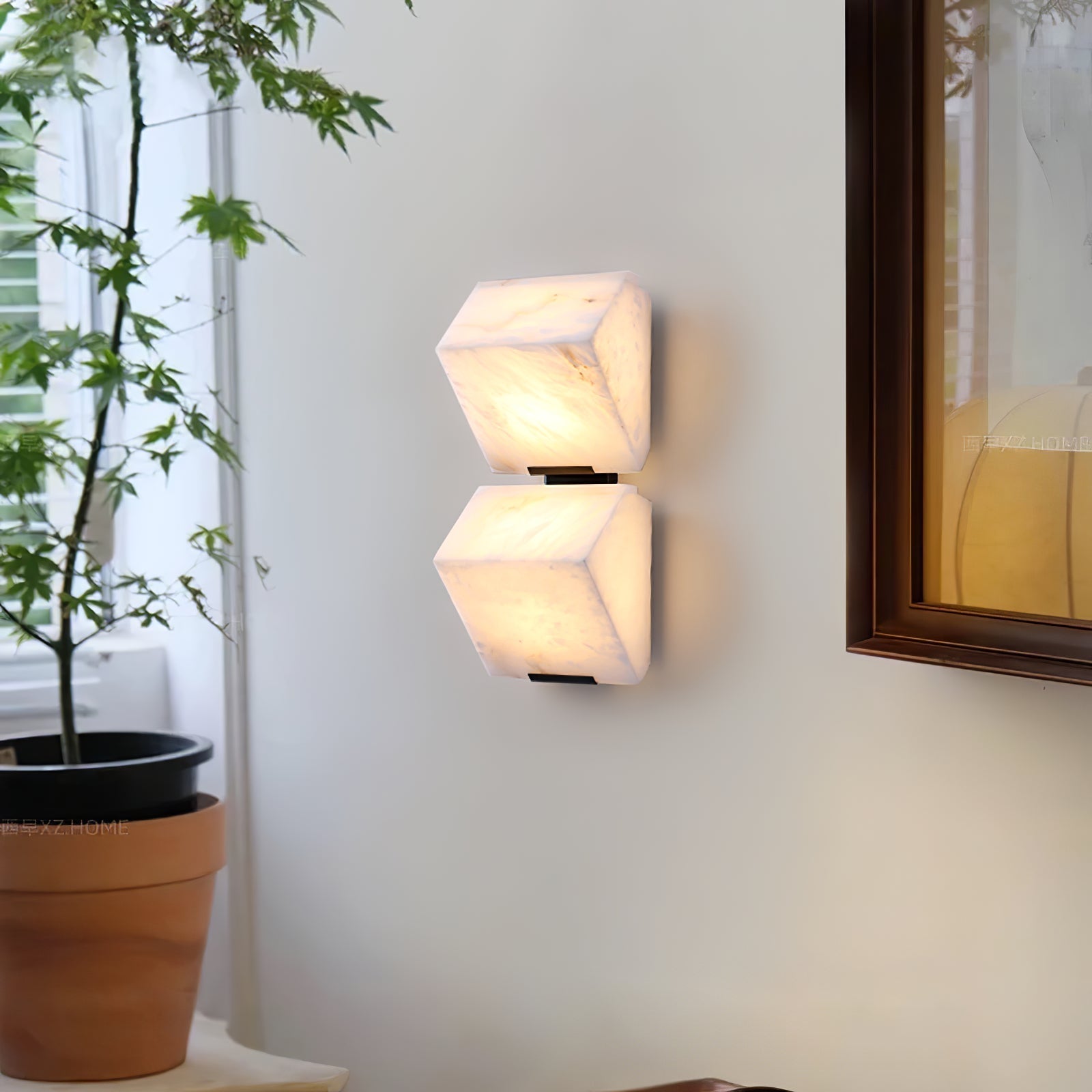 Qvistuvyn Staircase Metal Alabaster Wall Lamp - Lamp Copper