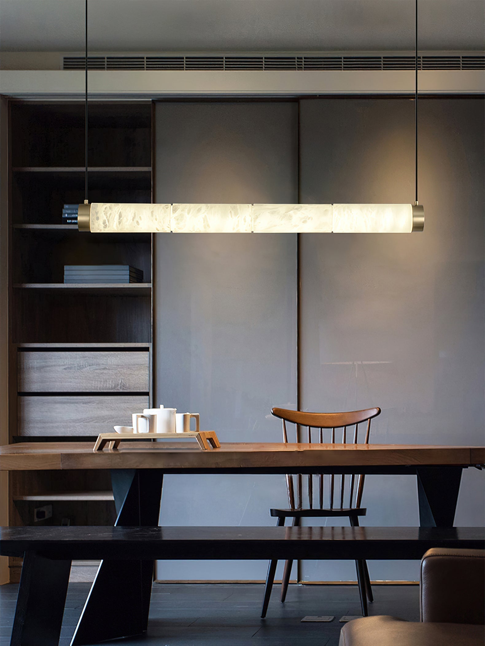 Plotuvyi Modern Strip Alabaster Pendant Light - Lamp Copper