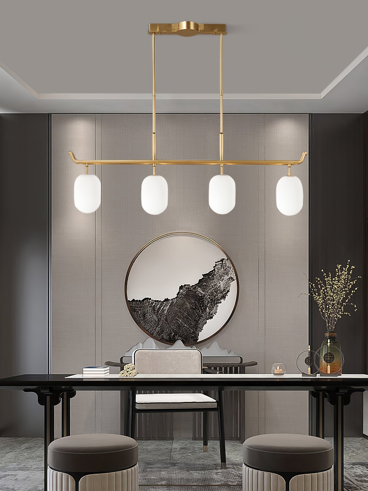 Sifuvyn Modern Geometric Glass Chandelier - Lamp Copper
