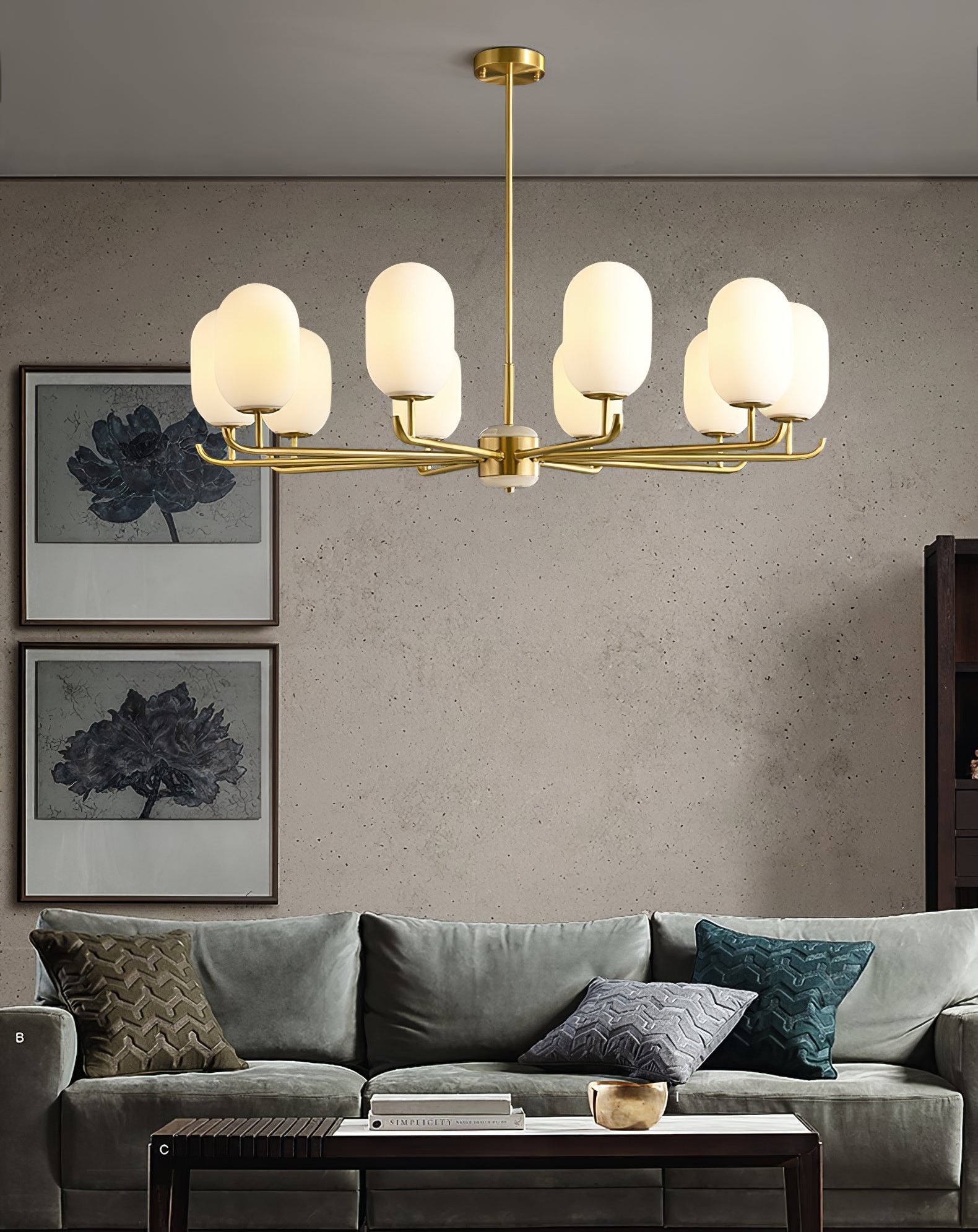 Sifuvyn Modern Geometric Glass Chandelier - Lamp Copper