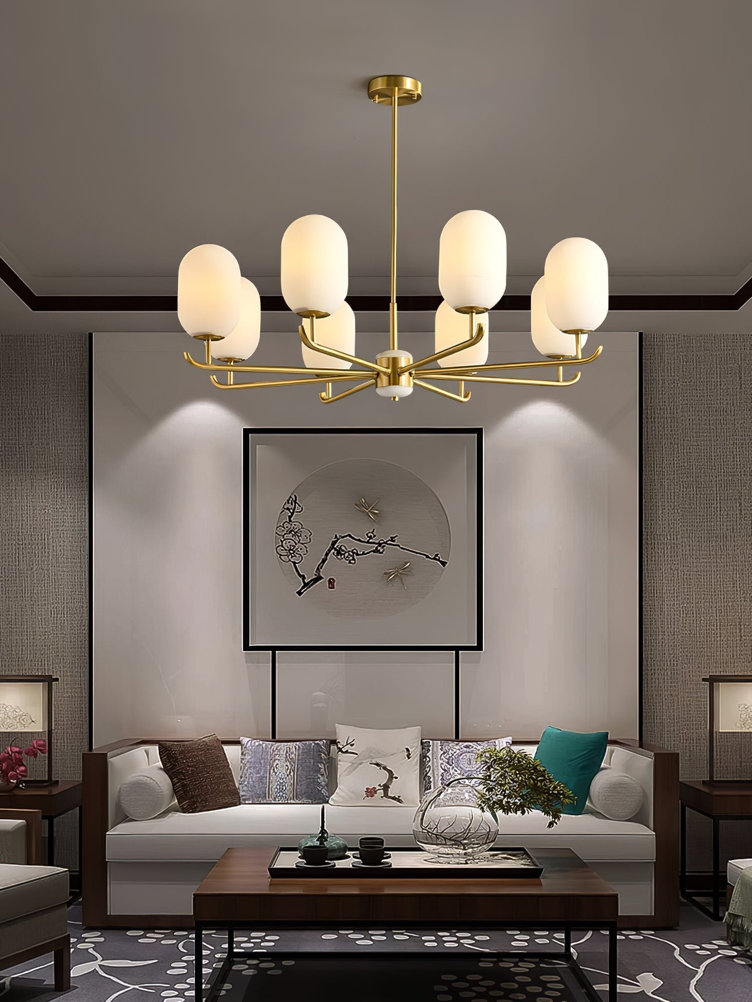Sifuvyn Modern Geometric Glass Chandelier - Lamp Copper