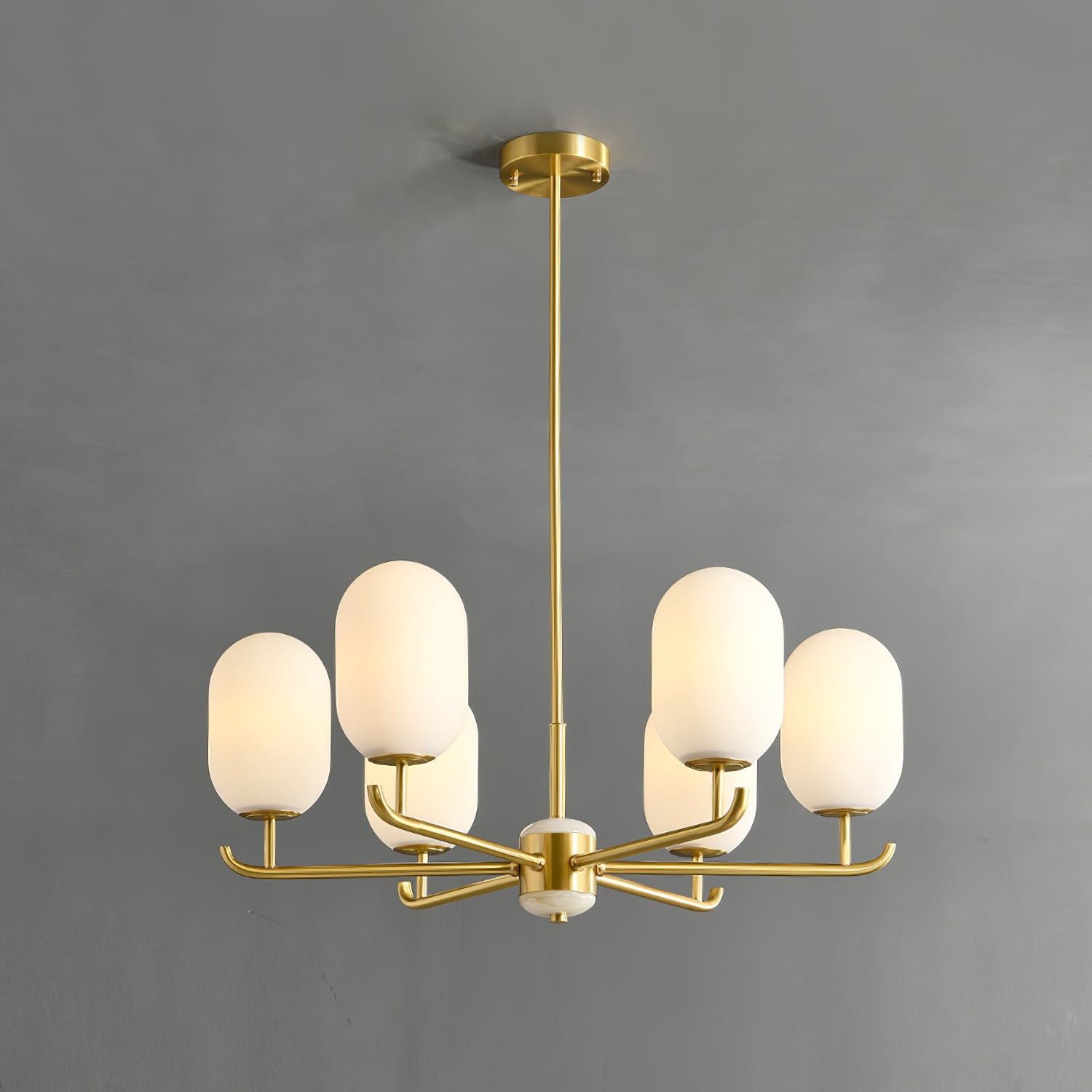 Sifuvyn Modern Geometric Glass Chandelier - Lamp Copper